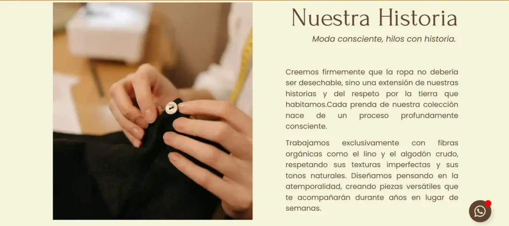 Sección Nosotros Landing Page Esencia