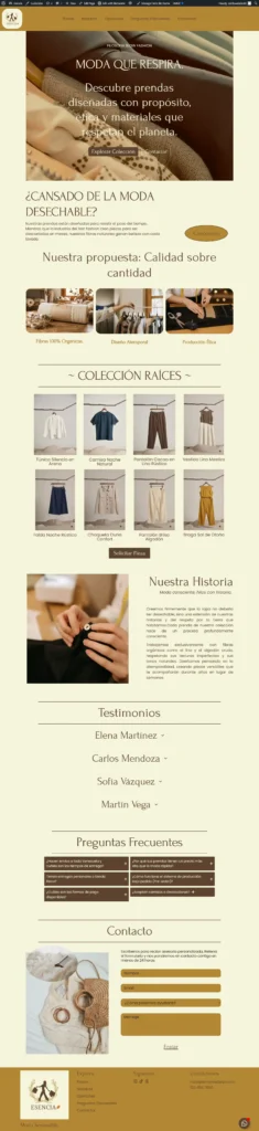 Layout Landing Page Esencia
